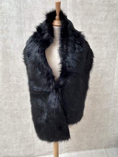 [C03405] Veste écharpe fourrure noir C03405