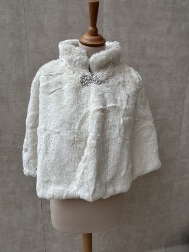 [C03411] Veste capeline fourrure blanche C03411
