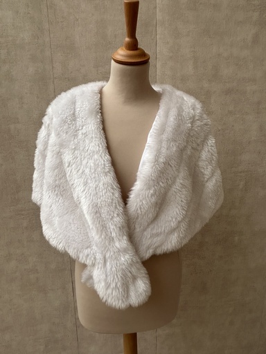 [C03413] Veste capeline fourrure blanche C03413