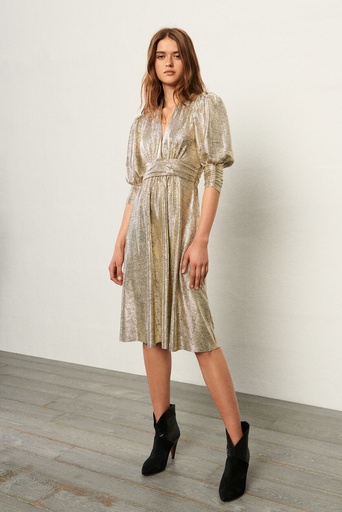 BA&SH  - Robe Midi dorée ROZA GOLD - T34 - C02363