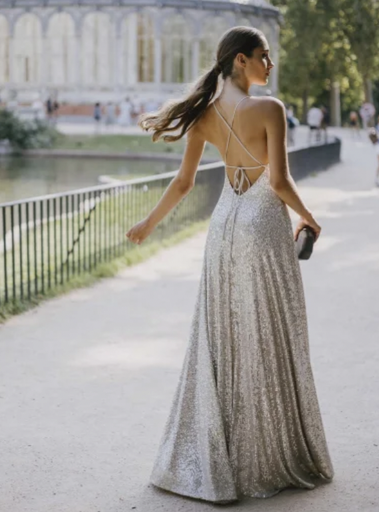 LA CROIXÉ - Robe Maxi sequins dorée - T38 - C02509