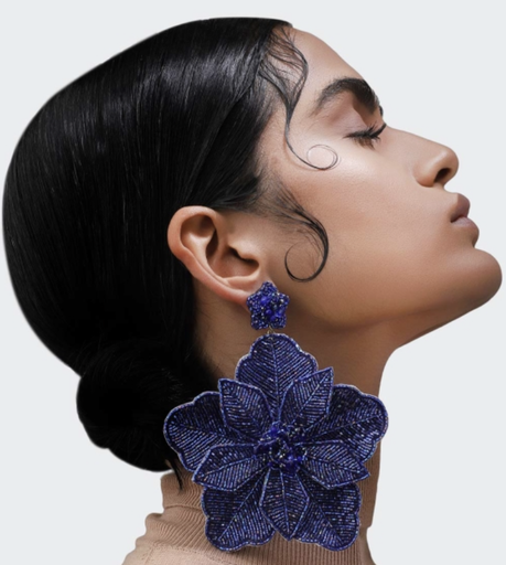 [A1238] LOC - OLIVIA DAR - Bijoux - Boucle D'oreille PRIMROSE NAVY - A1238