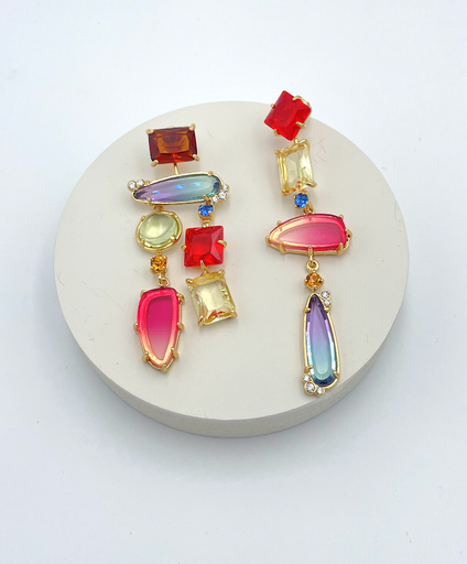 [A1261] LOC - BO Pierres Multicolore - Bijoux - A1261