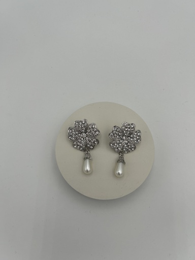 [A1256] LOC - Bijoux - Boucles d'oreilles années 20 fleurs argent - A1256
