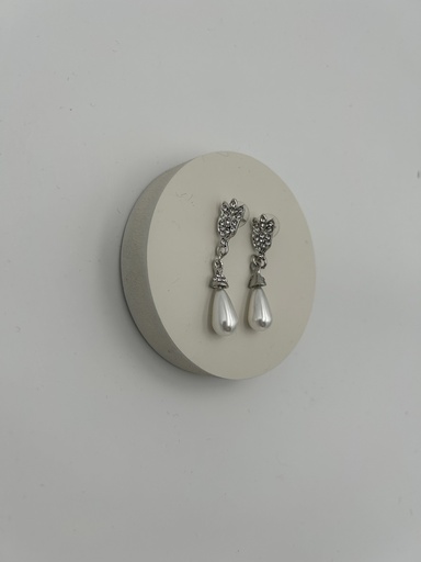 [A1257] LOC - Bijoux - Boucles d'oreilles années 20 argent perle - A1257
