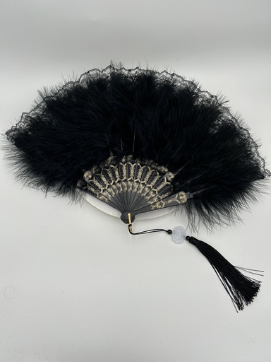 [A1271] Années 20 - Eventail plumes noires - A1271