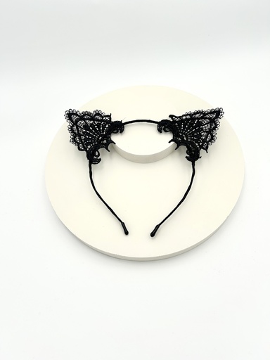 [A1283] Serre-tête oreilles de chat noir dentelle Num 2 - A1283