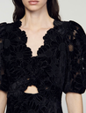 SANDRO - Robe Midi velours noire - C03426