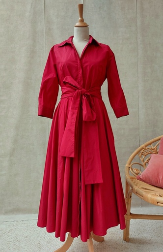[C03441] Robe Midi taffetas rouge - T38 - C03441
