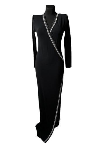 [C03443] LUXE - BALMAIN - Robe Maxi fourreau noire - T36 - C03443