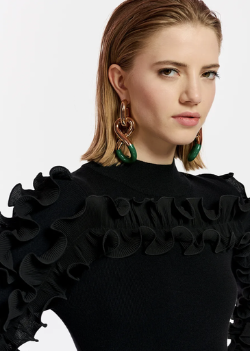 [A1290] LOC - ESSENTIEL - Boucles d'oreilles or et vertes - A1290
