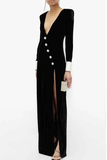 Robe Maxi noire fendue - T38 - C03450