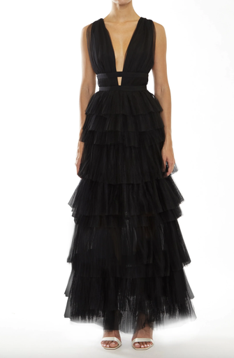 [C03463] Robe Midi tulle noire - T40 - C03463