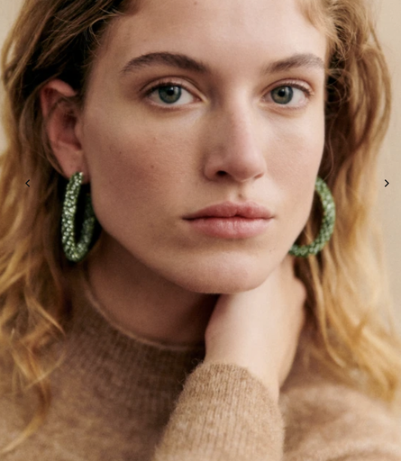 [A1310] LOC - SEZANE - Boucles d'oreilles Athena vert - A1310