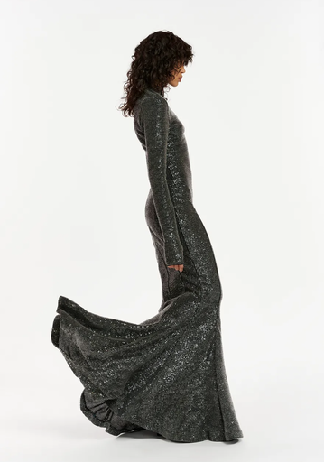[C03472] ESSENTIEL - Robe Maxi argent - T34 - C03472
