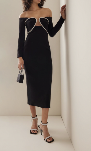 [C03478] SELF-PORTRAIT - Robe Midi noirs sequins - C03478