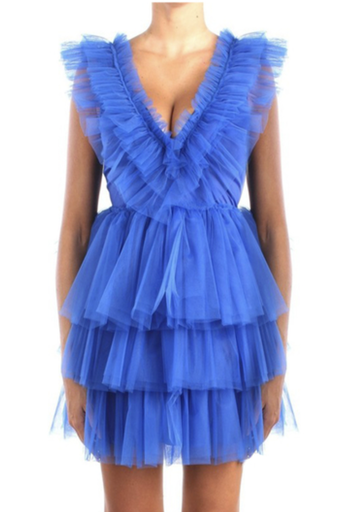 [C02597] ANIYE BY - Robe Mini bleue OISEAU BLEU - T38 - C02597