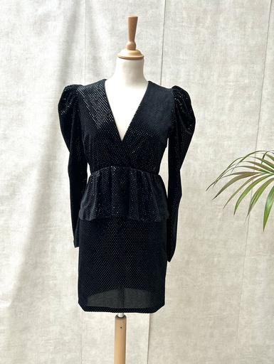 [C02602] ANIYE BY - Robe Mini noire velours - T34 - C02602