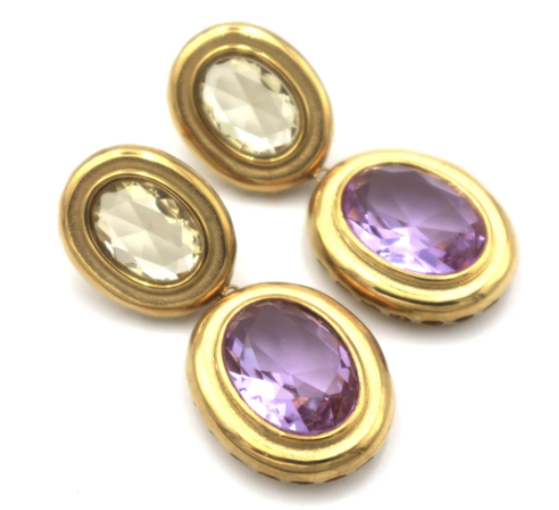 [A1327] Loc - Bijoux - Boucles d'oreilles jaune et mauve Lolita - A1327