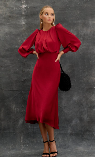 [C03495] LADY PIPA - Robe Midi rouge - T42 - C03495