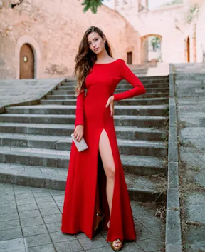 [C03501] LA CROIXÉ - Robe Maxi rouge - T34 - C03501
