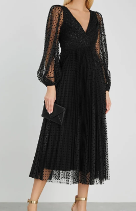 [C03502] LUXE - ZIMMERMANN - Robe Midi Plumetis noire  - T34 - C03502