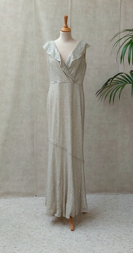 [C03523] RALPH LAUREN - Robe Maxi dorée & argentée  - T40 - C03523