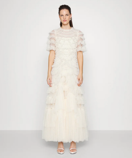 [C03532] NEEDLE & THREAD - Robe Maxi tulle beige - T40 - C03532