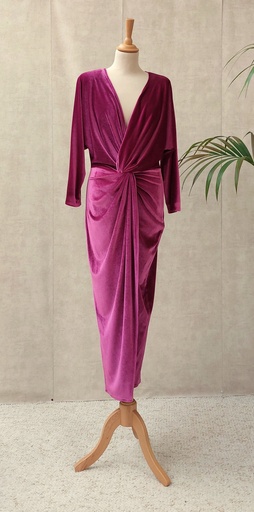 [C03535] Robe Midi velours mauve - T40 - C03535
