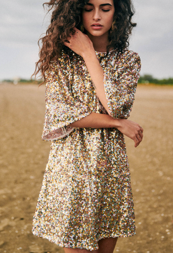 [C03538] SEZANE - Robe Mini dorée  - T44 - C03538