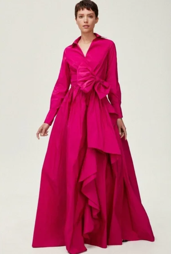 [C03541] LUXE - CAROLINA HERRERA - Robe Maxi fuschia - T44 - C03541