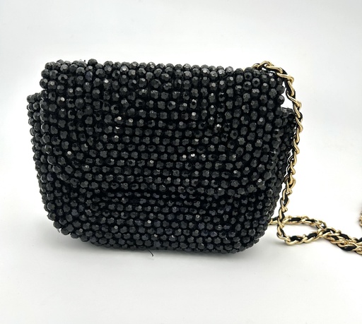 [A1342] Sac noir avec perles - A1342