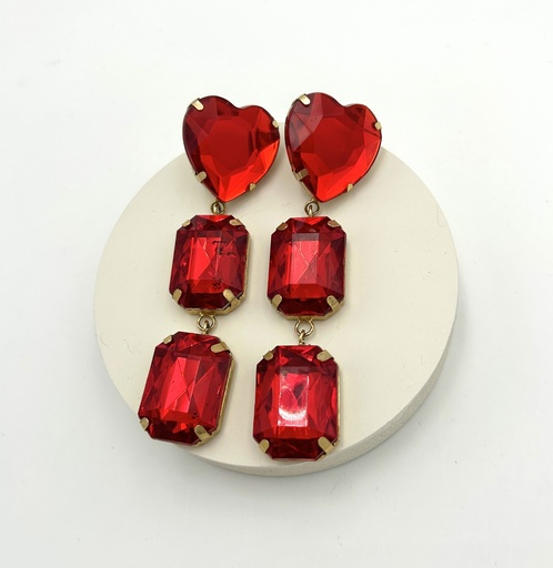 [A1354] LOC - Boucles D'oreilles rouge avec coeur - Bijoux - A1354