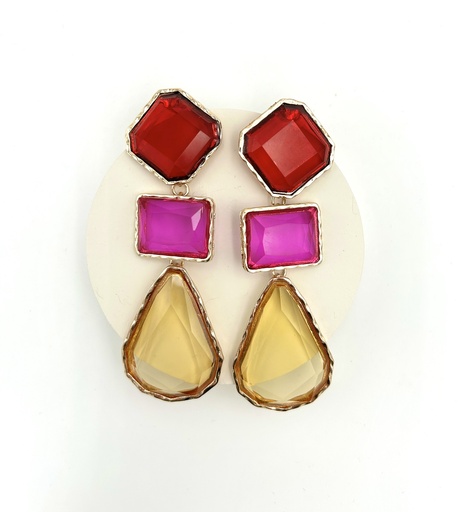 [A1356] LOC - Boucles D'oreilles pierres multicolores - Bijoux - A1356