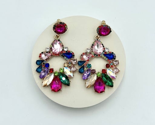 [A1360] LOC - Boucles D'oreilles pierres multicolores - Bijoux - A1360