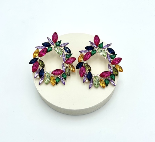 [A1363] LOC - BO pierres multicolores - Bijoux - A1363
