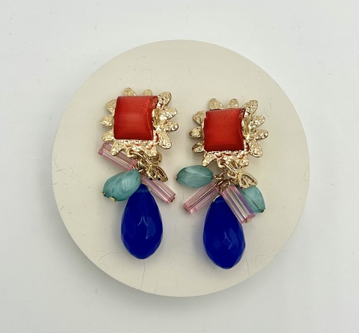 [A1373] Boucles D'oreilles multicolores et dorées - Bijoux - A1373