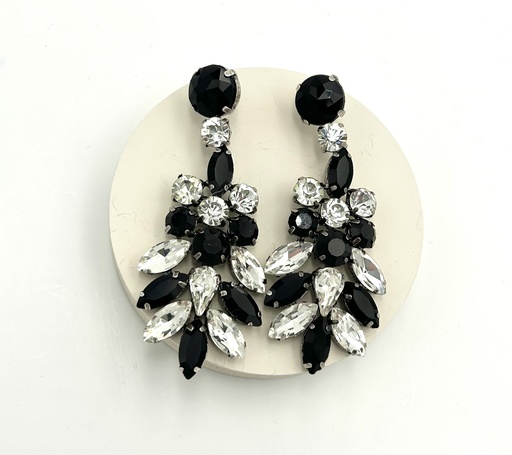 [A1374] Boucles D'oreilles argentés et noires - Bijoux - A1374
