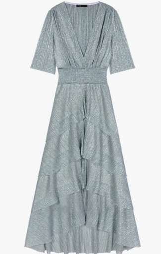 [C03546] MAJE - Robe Midi sauge Ruffine - T42 - C03546