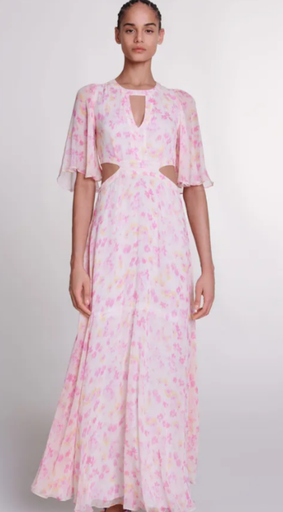[C03549] MAJE - Robe Maxi rose - T38 - C03549