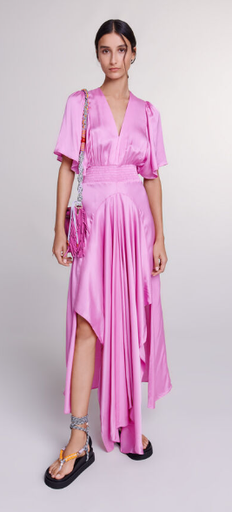 [C03550] MAJE - Robe Midi rose - T40 - C03550