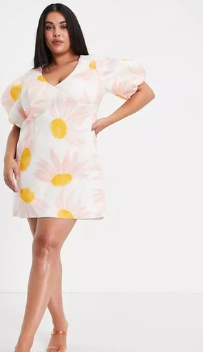 [C03571] Robe Mini fleurie - T44/46 - C03571