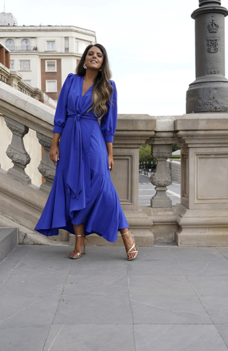Robe Midi cache-coeur bleue - T36 - C03574