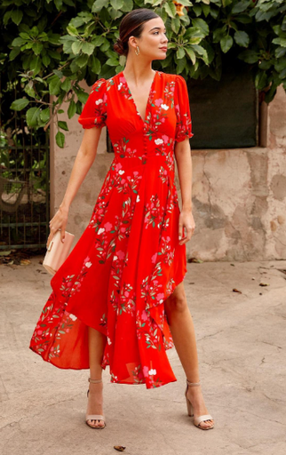 [C03587] Robe Midi rouge - T36 - C03587