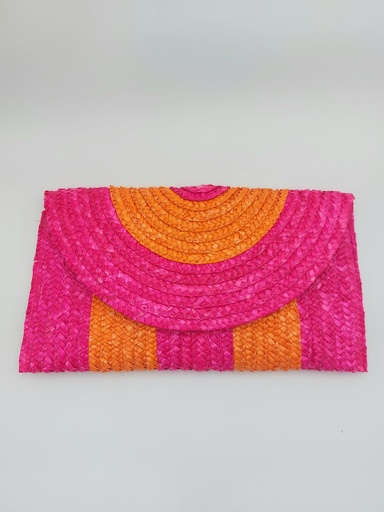 [A1384] Sac pochette osier orange et rose - A1384
