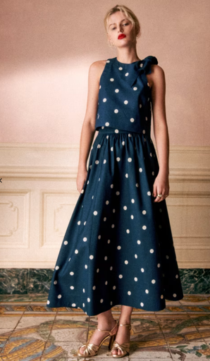 [C03605] SEZANE - Ensemble bleu marine Haut et Jupe - Midi - T36 - C03605