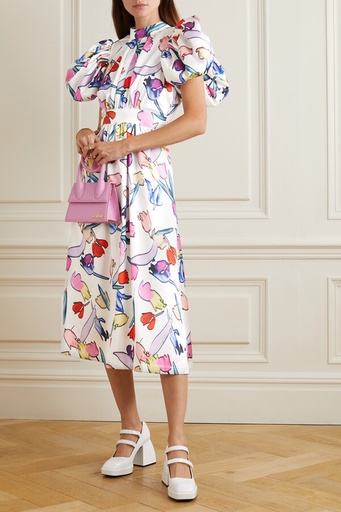 [C03616] ROTATE - Robe Midi blanche fleurie - T36 - C03616