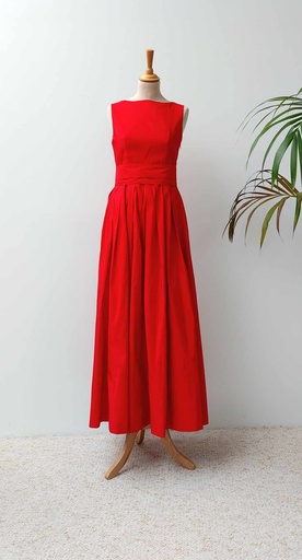 [C03615] CAROLINA HERRERA - Robe Maxi rouge dos nu - T38 - C03615