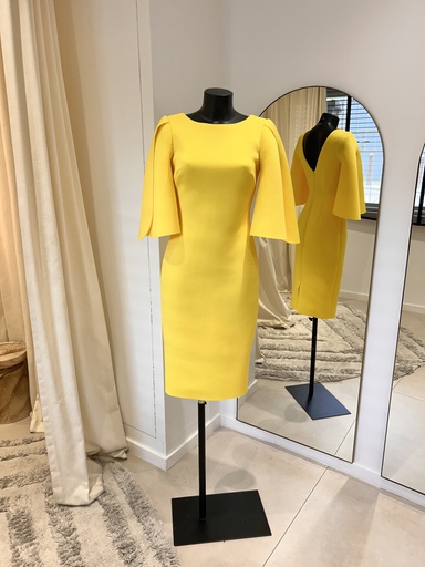 [988] BADGLEY MISCHKA Robe jaune large manche - 988