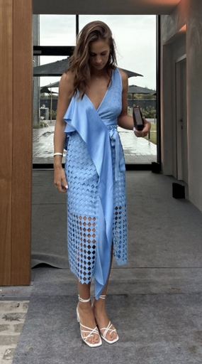 [1027] DIANE VON FURSTENBERG Robe porte-feuille bleue - 1027